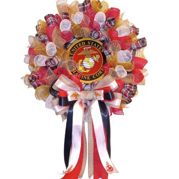 Marine Corps Wreath, 24 x 24 Inches, Red and Gold