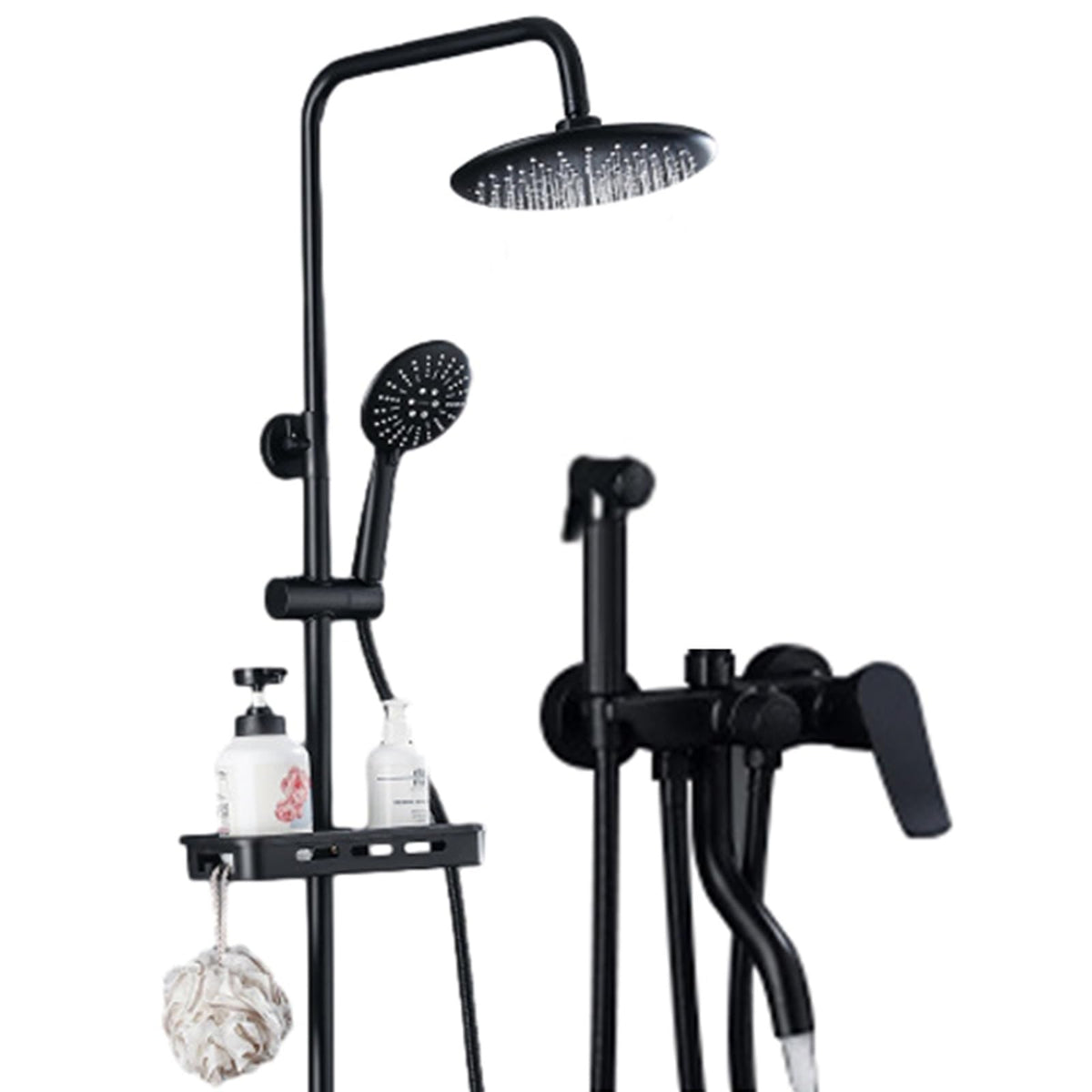 Rainfall Shower System Set Wall Mounted Exposed Rainfall Shower Head with ABS Handheld Spray Bathroom Shower Faucet