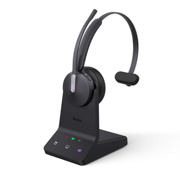 Yealink WH64 Wireless Mono Headset, DECT & Bluetooth Work Headset with 3X Noise Cancelling Mic, 26H Calls, Office Single On Ear Headsets Teams Certified for DeskPhone, Computer, Cellphone