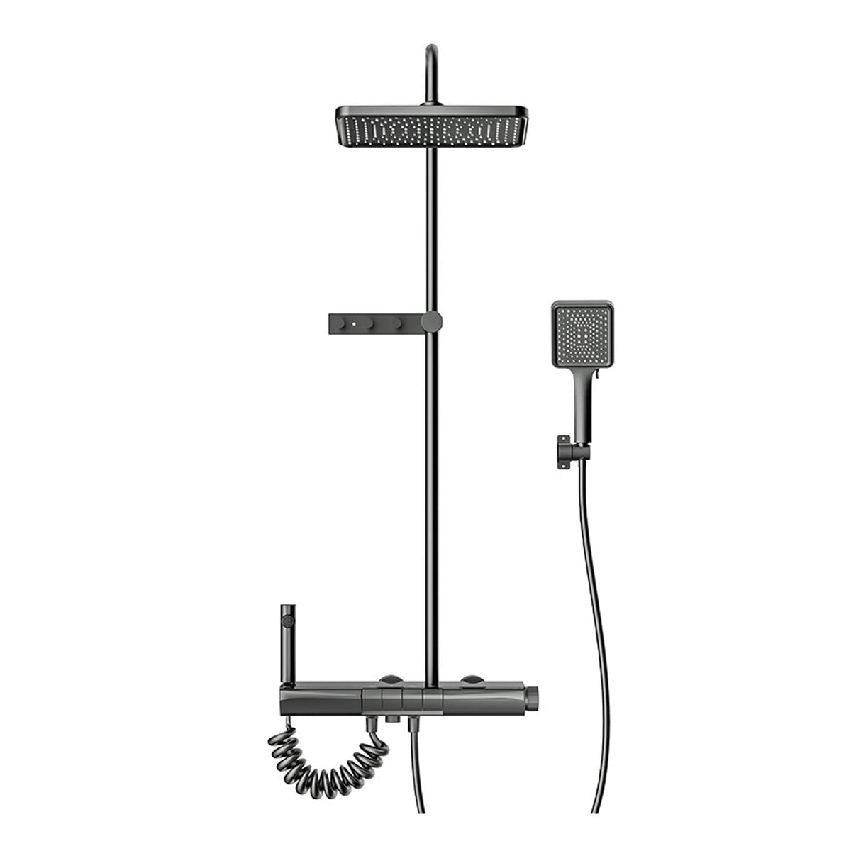 Rain Shower System, LED Digital Display Bathroom Shower Faucet Set 4 Functions Shower Fixtures Wall Mounted Shower Kit with Rain Shower Head, Handheld Shower Head, Tub Spout, Bidet Sprayer