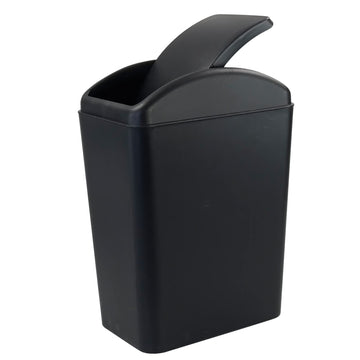Qskely 4.5 Gallon Plastic Swing-Top Trash Can, Garbage Can with Lid, Black