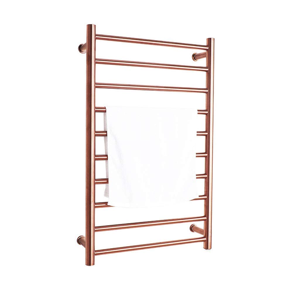 APUM 10-Bar Wall Mounted Towel Warmer - Rose Gold Energy Efficient 100W Electric Heated Towel Rack for Bathroom Stainless Steel Towel Heater