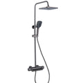 Bathroom Outdoor Shower Fixtures, Wall Mounted Thermostatic Rain Shower System with Rainfall Shower Head, 3-Function Handheld Shower and Rotatable Waterfall Tub Spout,Chrome ( Color : Gun Grey )