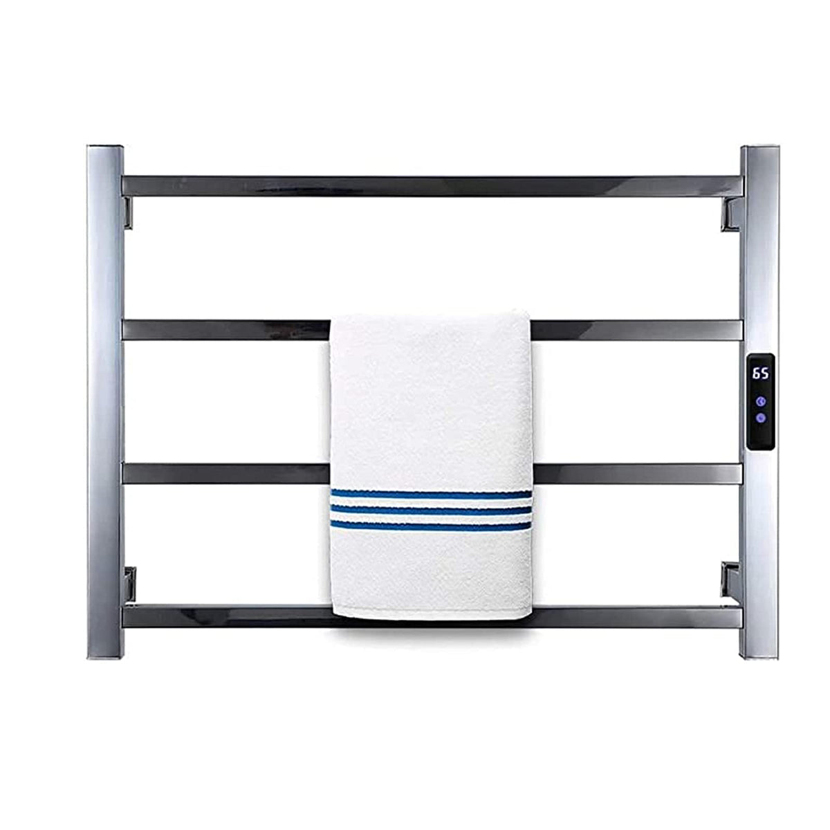 Towel Warmer Drying Rack for Bathroom Radiator, with Timer 4 Bars Heated Bath Towel Rack, Bathroom Electric Heated Towel Rail, 304 Stainless Steel Drying Rack,Hardwired (Hardwired)