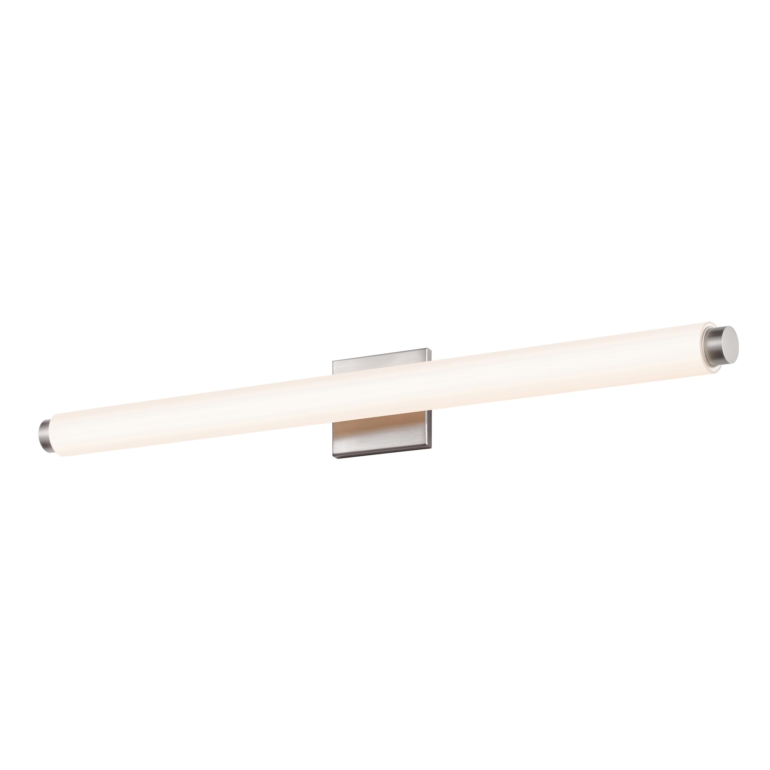 Sonneman Modern Lighting 2432.13-DT Tubo Slim LED Linear Vanity, Wall Lighting Fixture for Bathroom or Bedroom with Drum Trim - 3000K - 32" - Satin Nickel