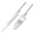 Mis Quince Años Quinceanera Cake Knife and Server Set - Sweet 15 Birthday Gifts for Girls, Feliz 15 Anos Party Decorations & Keepsake, Stainless Steel Cutting Set with Crystal Handles, Silver