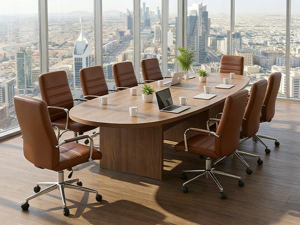 Office Desk Chair Leather, Conference Room Chairs with Wheels, Modern Executive Office Chairs Adjustable Height, Ergonomic Swivel Rolling