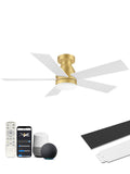 42 Inch Smart Ceiling Fans with Lights Remote,Flush Mount Low Profile Ceiling Fan,Voice/Alexa/App Control,Gold and White Black,Outdoor Indoor Use for Small Modern Bedroom,Patio,Dimmable,5 Blade,Quiet