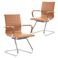 Dm Furniture No Wheels Reception Chairs Leather Conference Chairs Back Support Heavy Duty Office Guest Chair, Set of 2 (terracotta)