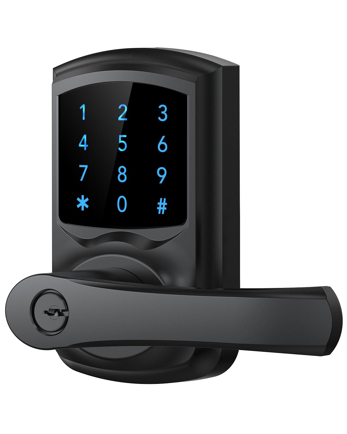 HIDALIFE Keyless Entry Door Lock with Keypad and Handle for Front Doors, Touchscreen Electronic Door Lock, Anti-peep Password, Auto-Locking, Matte Black