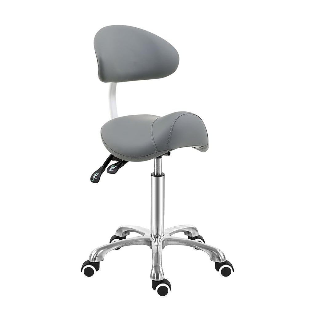 Antlu Saddle Stool Chair with Back Support - Ergonomic Esthetician Seat Saddle Stool for Salon Tattoo Spa Medical Dentist Clinic (with
