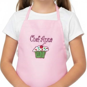Personalized Kids Apron Custom Name Embroidery Handmade - Children's Cooking Baking Art Apron for Boys Girls Ages 3-11 - Birthday Christmas Holiday Gift for Kids