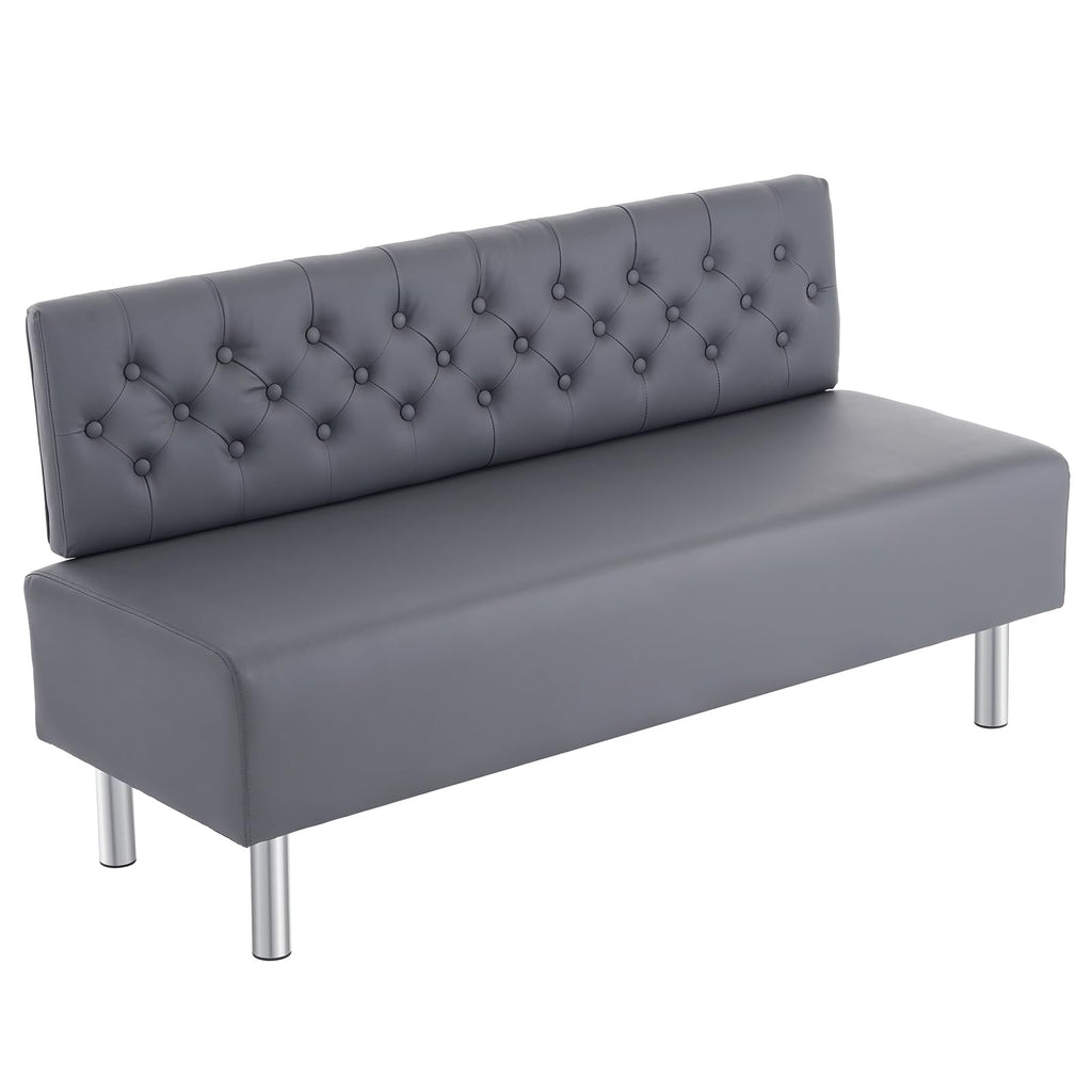 Omysalon Waiting Room Bench with Back, 58.6’’ Office Guest Chair Upholstered Reception Seating, Lobby Furniture for Beauty Salon Barbershop