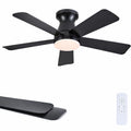 41" Black Low Profile Ceiling Fans with Lights and Remote, Modern Flush Mount Ceiling Fan Light with Quiet Reversible DC Motor for Bedroom Kitchen