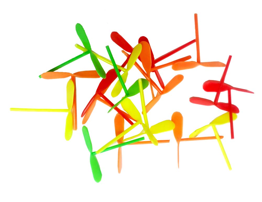 NOVELTY GIANT WWW.NOVELTYGIANT.COM Miniature Multicolored Plastic Helicopter Twirling Toy Approx 40 Pieces