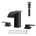 AVSIILE Matte Black Waterfall Bathroom Faucet 3 Hole, 8 Inch Widespread Modern 3 Piece Bathroom Sink Faucet, Touch On Lavatory Faucet for Vanity RV Restroom, Curved Spout