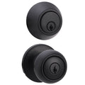 Fanci Basics Exterior Door Knob with Key Lock and Deadbolt, Keyed Alike, Coastal, Matte Black