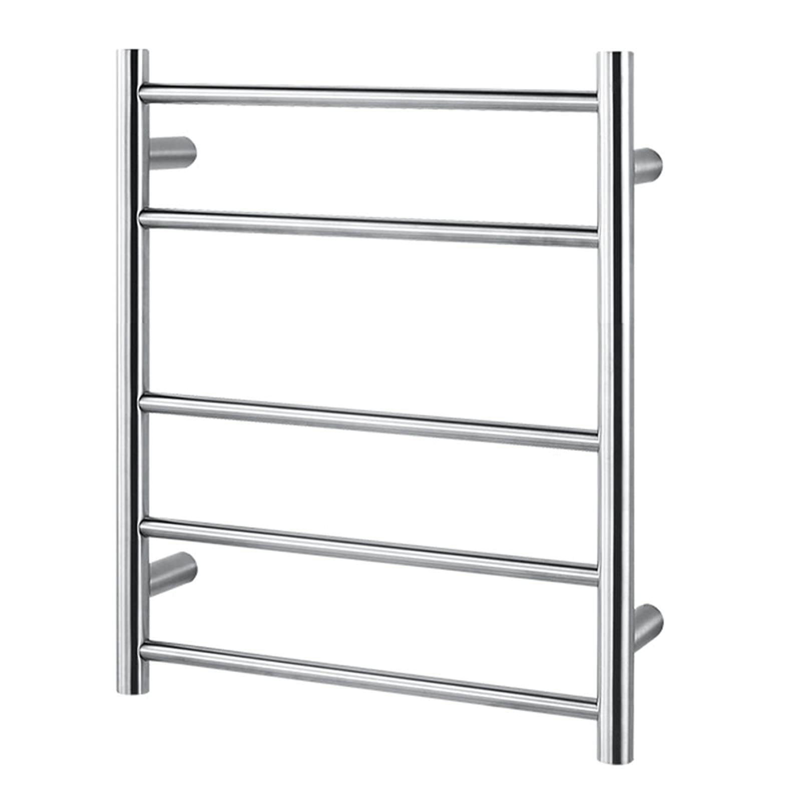 Electric Bathroom Heated Towel Rail Radiator, Wall Mounted Towel Warmer with 5 Polished Bars, 60W 304 Stainless Steel Heated Towel Drying Rack, 600X500x125mm,Hardwired (Hardwired)
