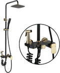 Shower System Black Shower Faucet Set Wall Mount 4 Way Rain Mixer Shower Combo Set Stainless Steel Shower Fixture with Rain Shower Head, Handheld Show,for Bathroom
