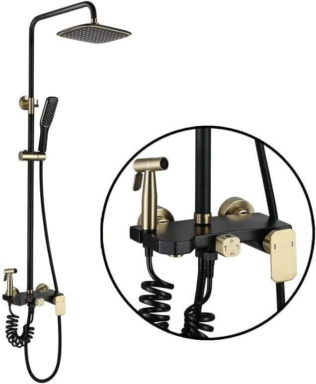 Shower System Black Shower Faucet Set Wall Mount 4 Way Rain Mixer Shower Combo Set Stainless Steel Shower Fixture with Rain Shower Head, Handheld Show,for Bathroom