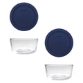 Pyrex 7201 4-Cup Glass Bowls and 7201-PC Dark Blue Lids (2-Pack) Perfect for Meal Prep, Organization, Food Storage and so Much More - Made in USA