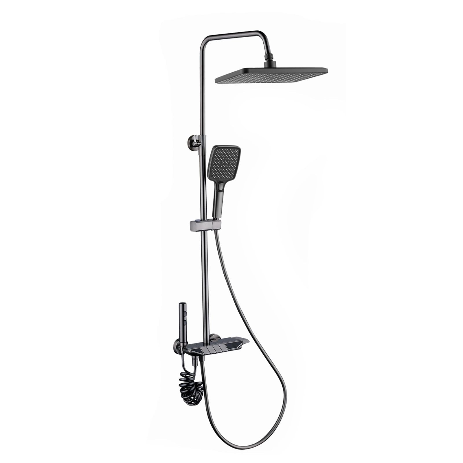 Shower System, Bathroom Shower Faucet Set with LED Digital Display Shower Fixtures Wall Mounted Shower Set with Rain Shower Head, 3 Functions Handheld Shower Head, Tub Spout, Bidet
