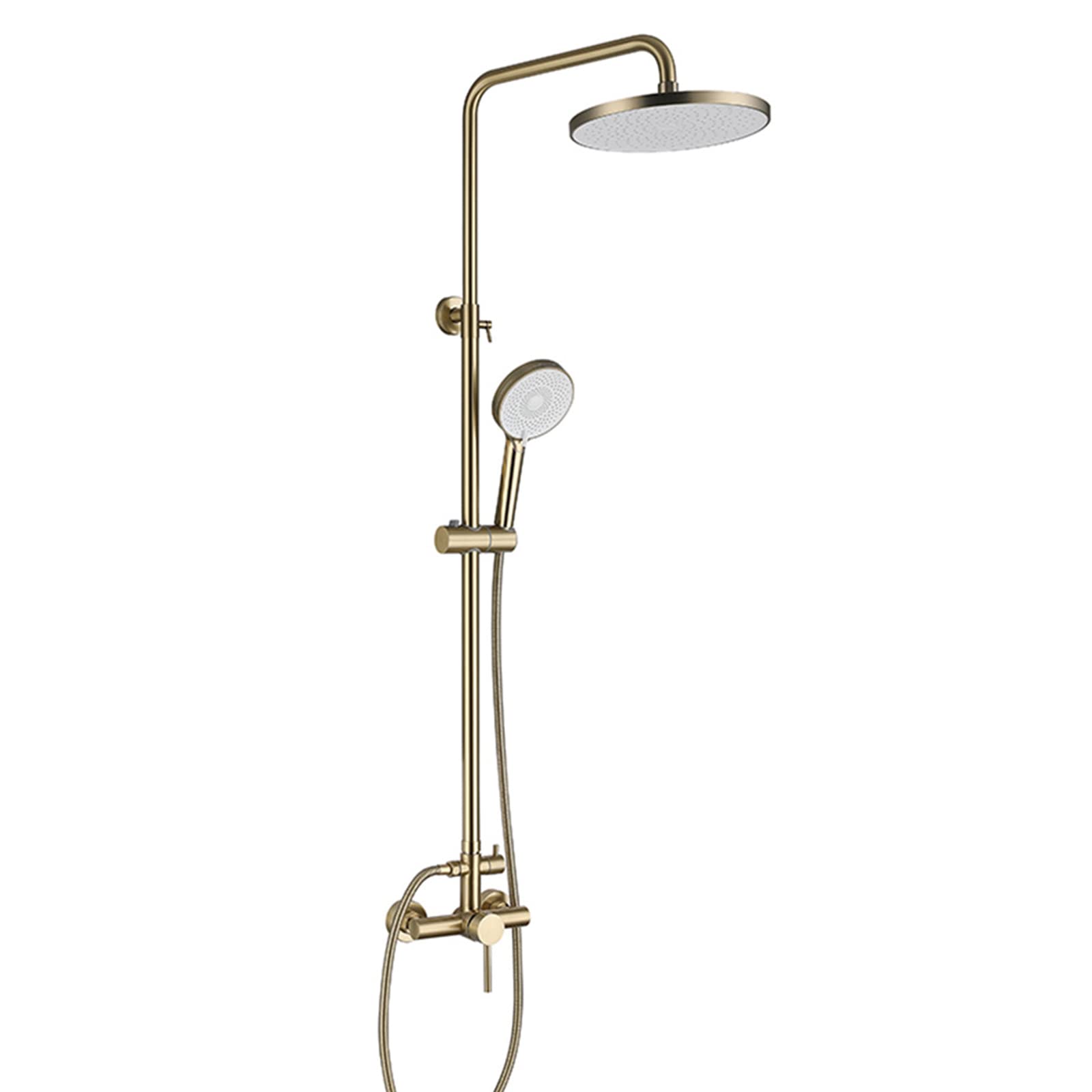 Brushed Gold Shower System Bathroom Shower Faucet Set Wall Mounted Shower Fixture 10 Inch Rainfall Shower Head and 3 Functions Hand Shower,304 Stainless Steel Shower Rail Kit