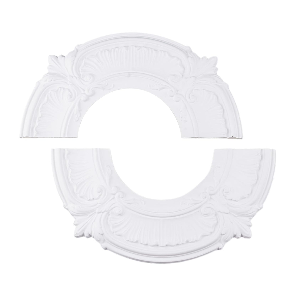 INCREWAY Split Design 12 Inch Ceiling Medallion for Lights & Fans - 5 Inch Cutout, Detachable PU Segments, Easy Install, White Ceiling Plate Decor