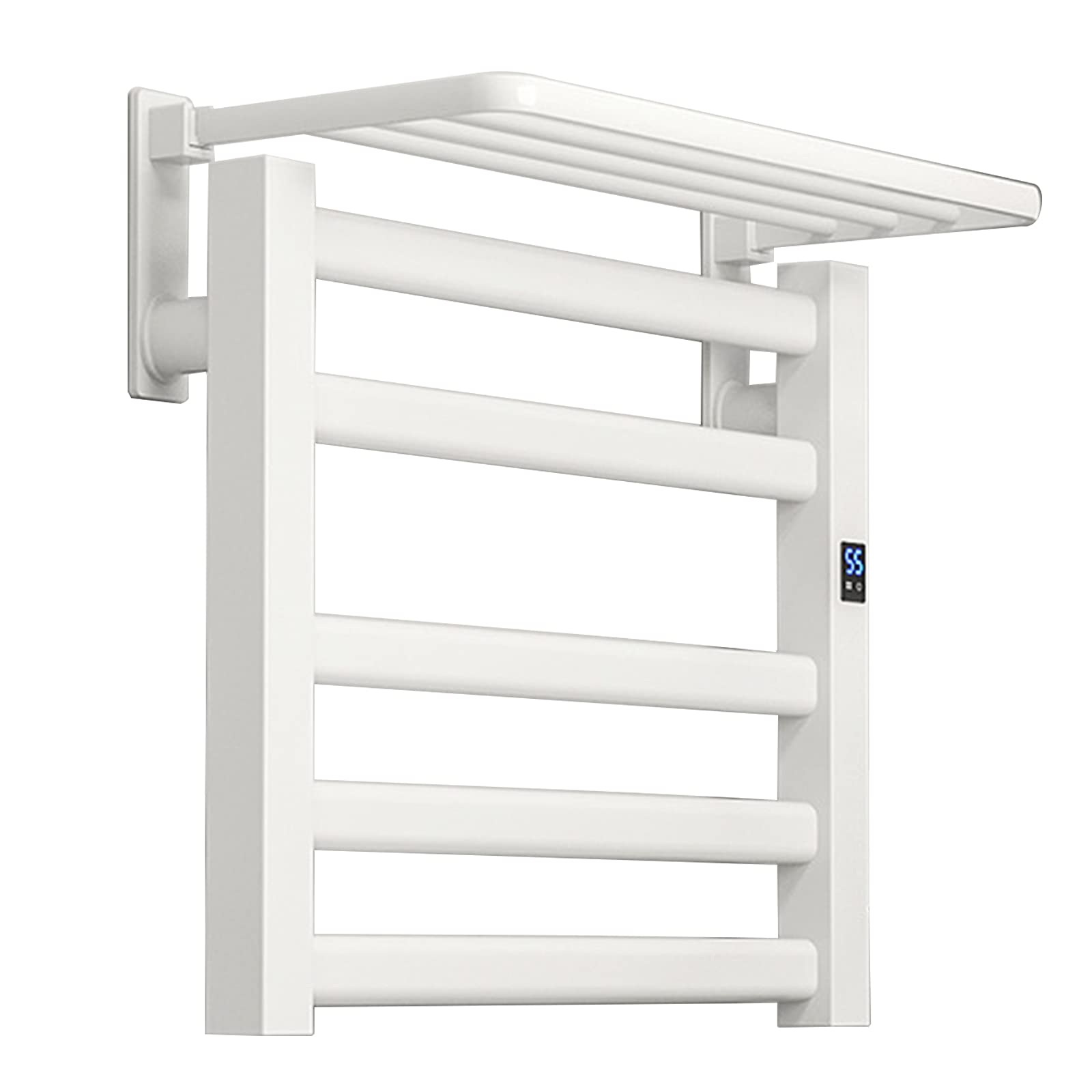 Towel Warmer/Heated Towel Warmer Drying Rack, Aluminum Alloy Electric Heated Towel Rail Radiator Bathroom Wall Mounted Heated Towel Dryer with Adjustable Temperature and Time, 500X450x220mm,Black,Pl