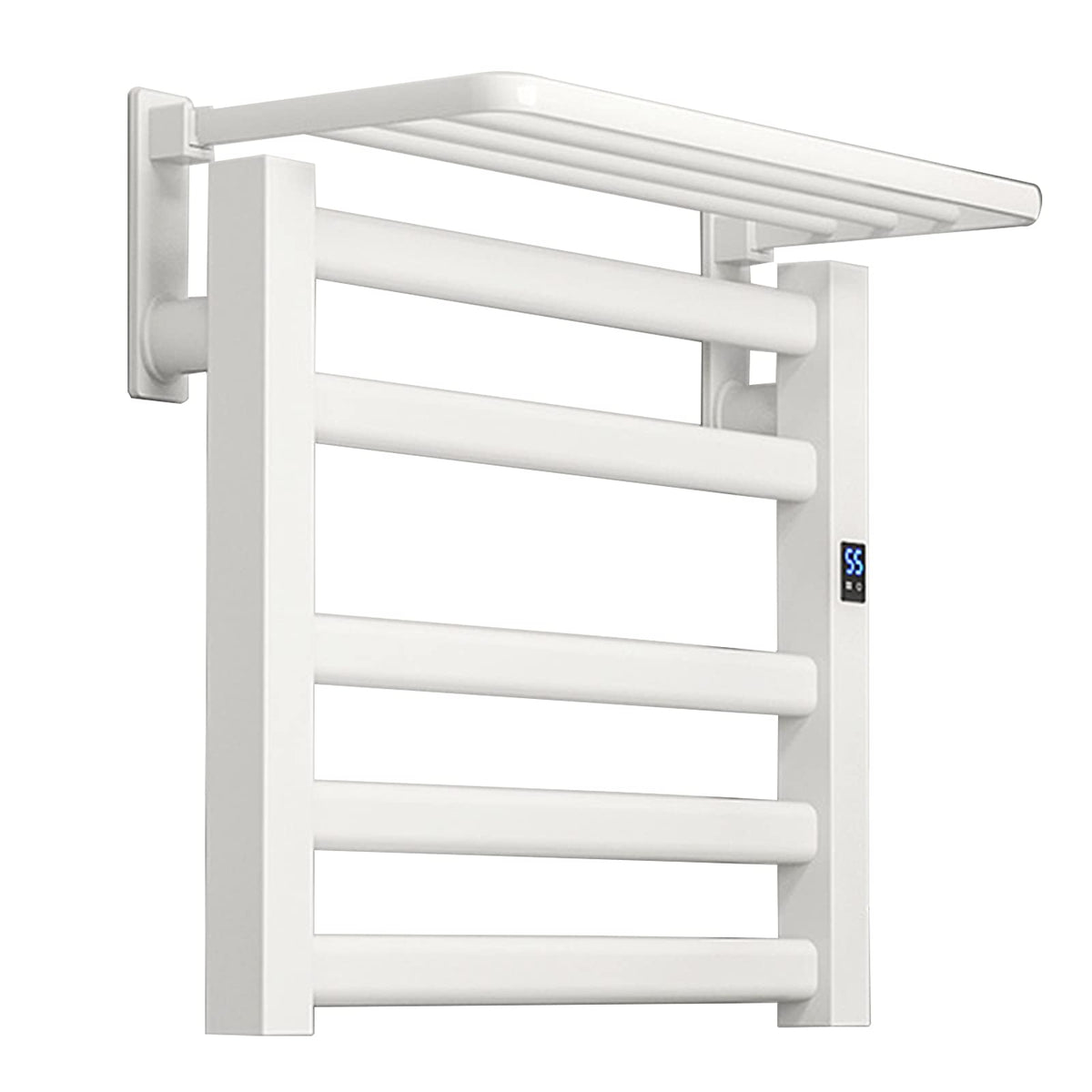 Towel Warmer/Heated Towel Warmer Drying Rack, Aluminum Alloy Electric Heated Towel Rail Radiator Bathroom Wall Mounted Heated Towel Dryer with Adjustable Temperature and Time, 500X450x220mm,Black,Pl