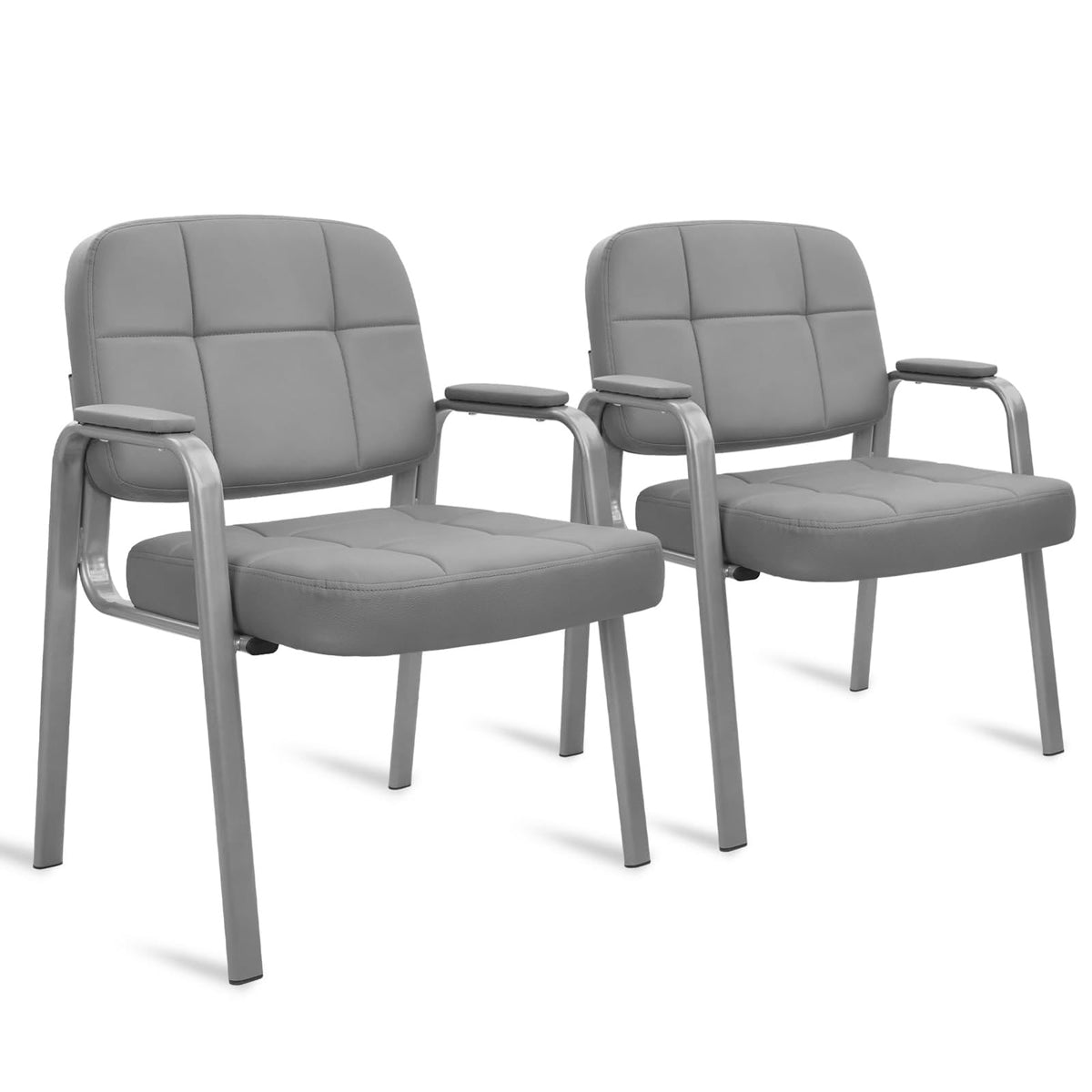 Clatina Big & Tall 400 Lbs Waiting Room Guest Chair, Leather Office Reception Chair No Wheels with Backrest Wide Seat and Padded Arms for Home