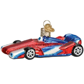 Old World Christmas Racing Car Glass Blown Ornament for Christmas Tree, Handcrafted Holiday Decoration, Transportation Collection