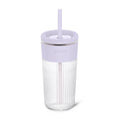 Ello Ava 18oz Glass Tumbler with Straw and Lid | Premium Ribbed Glass with Silicone Grip, Car Cup Friendly, Dishwasher Safe, BPA Free | Iced Coffee, Water, Matcha, Juice Cup | Sugarplum