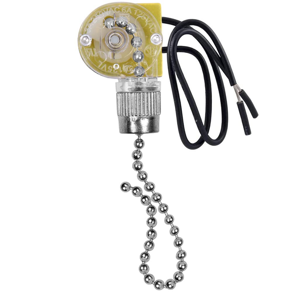 Ceiling Fan Switch Zing Ear ZE-109,Two-Wire Light On-Off with Pull Chain Cords Compatible with Hunter Ceiling Fans Lights Lamps and Wall Lights, Nickel Replacement 1 Pack