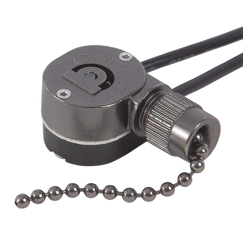 Ceiling Fan Light Switch ZE-109m Metal Pull Chain Switch,Two Wire Fan Switch For Ceiling Fan Light Fixture Replacement Parts- Gun Color