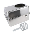 Hooded Cat Litter Box with Lid Large Capacity Detachable Reusable Kitty Litter Tray Sandbox- Without Pedal