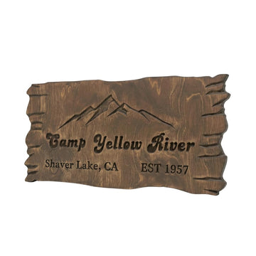 Custom Wooden Name Sign for Outdoors – Personalized Beech Wood Plaque with Live Edge – Engraved Weatherproof Sign for Yard, Cabin, RV, Trailer, Campsite or Tree – Handcrafted Rustic Camping Decor