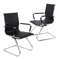 Dm Furniture Reception Chairs No Wheels Leather Conference Chair Heavy Duty Back Support Office Guest Chair, Set of 2 (light Brown)