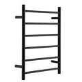 Electric Straight Heated Towel Drying Rack, Modern 6 Round Bar Wall Mounted Towel Warmer, Low Energy Consumption 304 Stainless Steel Heated Towel Rail Radiator for Bathroom,Black,Hadrwired (Black Pl