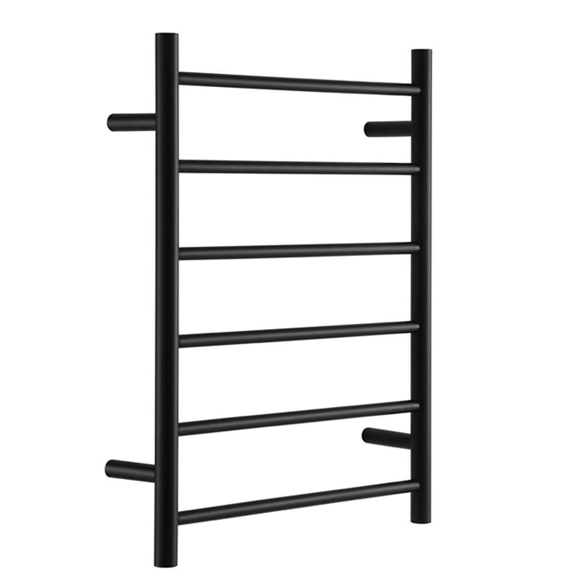 Black Electric Heated Towel Rail Radiator for Bathroom, 80W 304 Stainless Steel Towel Warmer Drying Rack, Wall Mounted Heated Towel Rack with 6 Bars, 700X560x125mm,Hardwired (Plug in)