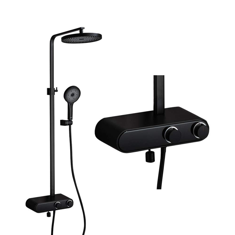 with Digital Display, Black Rain Mixer Shower Combo Set Wall Mounted Bathroom Shower Faucet Set with Shower Head, Handheld Shower, Tub Spout