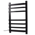 Electric Heated Towel Drying Rack Wall Mounted Towel Warmer with 7 Bars for Bathroom Aluminum Alloy Heated Towel Rail Radiator in Black, 140W, Plug in
