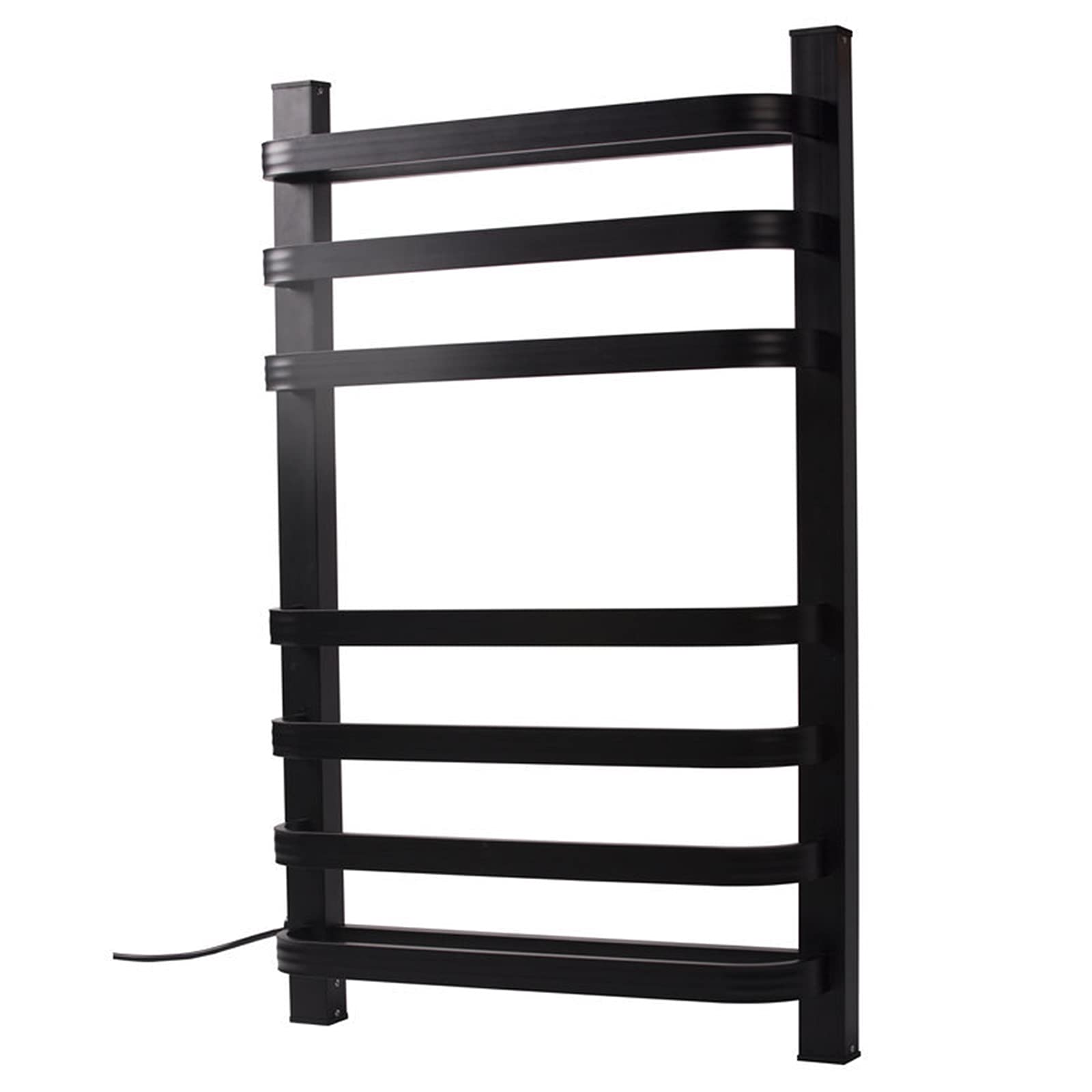 Electric Heated Towel Drying Rack Wall Mounted Towel Warmer with 7 Bars for Bathroom Aluminum Alloy Heated Towel Rail Radiator in Black, 140W, Plug in