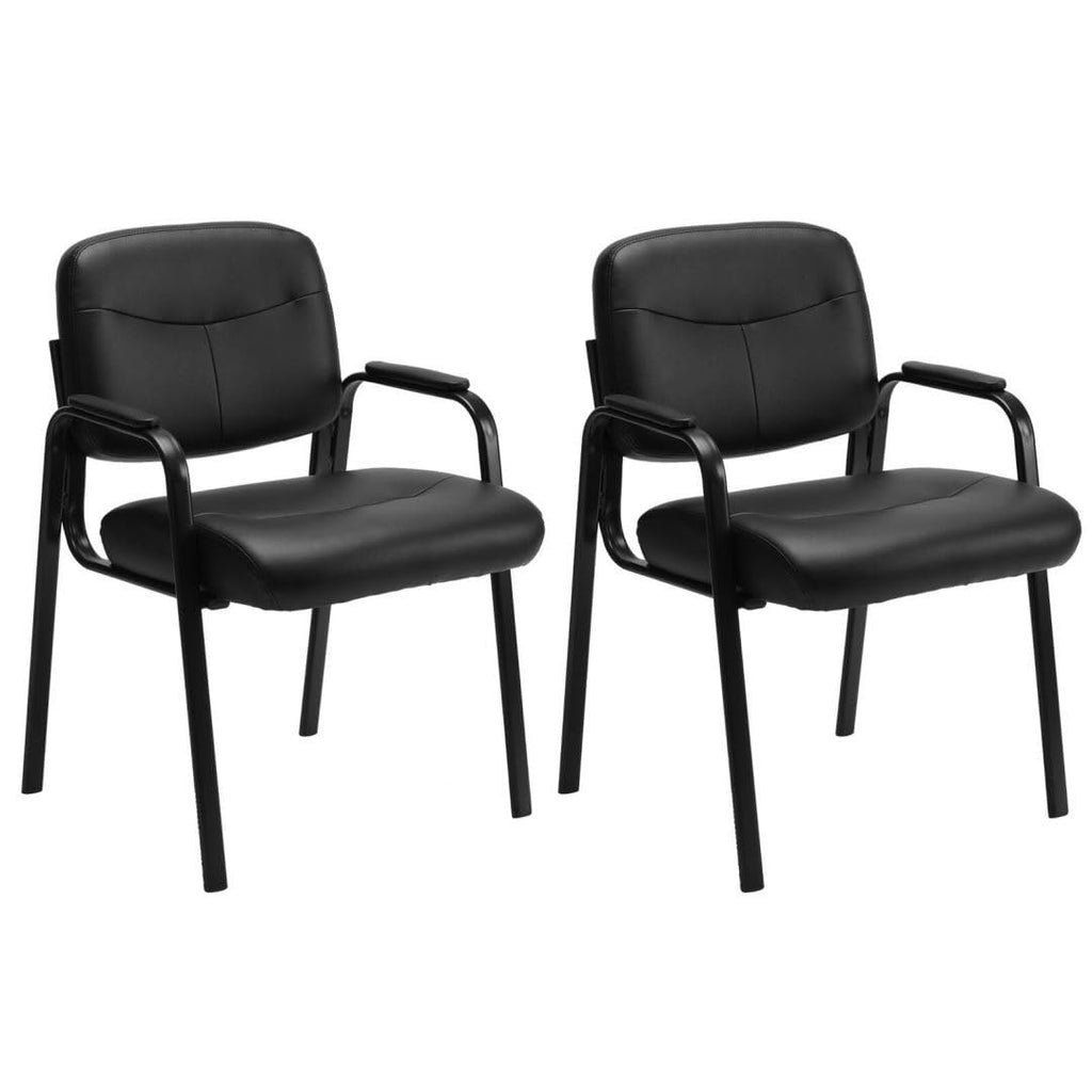 Uocfyk Reception Chairs, Leather Conference Room with Padded Arms and No Wheels for Professional Office Meeting Spaces and Guest
