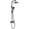 Exposed Shower System Matte Black, Push-Button Shower Faucet Set Bathroom Shower Fixture with Brass Valve,9 Inch Rain Shower Head and 3 Setting Hand Shower