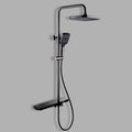 Bathroom Shower System Triple Function Exposed Shower Mixer Set Wall Mounted Bath Shower Faucet High Adjustable Shower Fixture with Rain Shower Head And 3-Mode Handheld Shower (Balck)