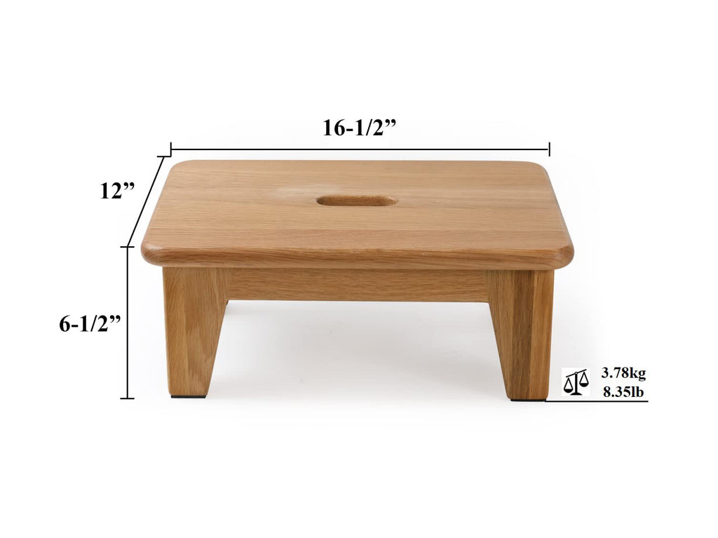 Consdan Oak Step Stool for Bed, Wooden Stool for Adults & Seniors - 6.5" High, Non-slip Mat, No Assembly Needed, Solid Wood, Natural Color
