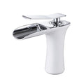 Bathroom Sink Taps Shower Faucet Chrome White Wall Mounted Waterfall Spout Tub Mixer Tap Handheld Head Waterfall Bathroom Hot Cold Water Faucet-Basin and Shower (Only Basin Tap)