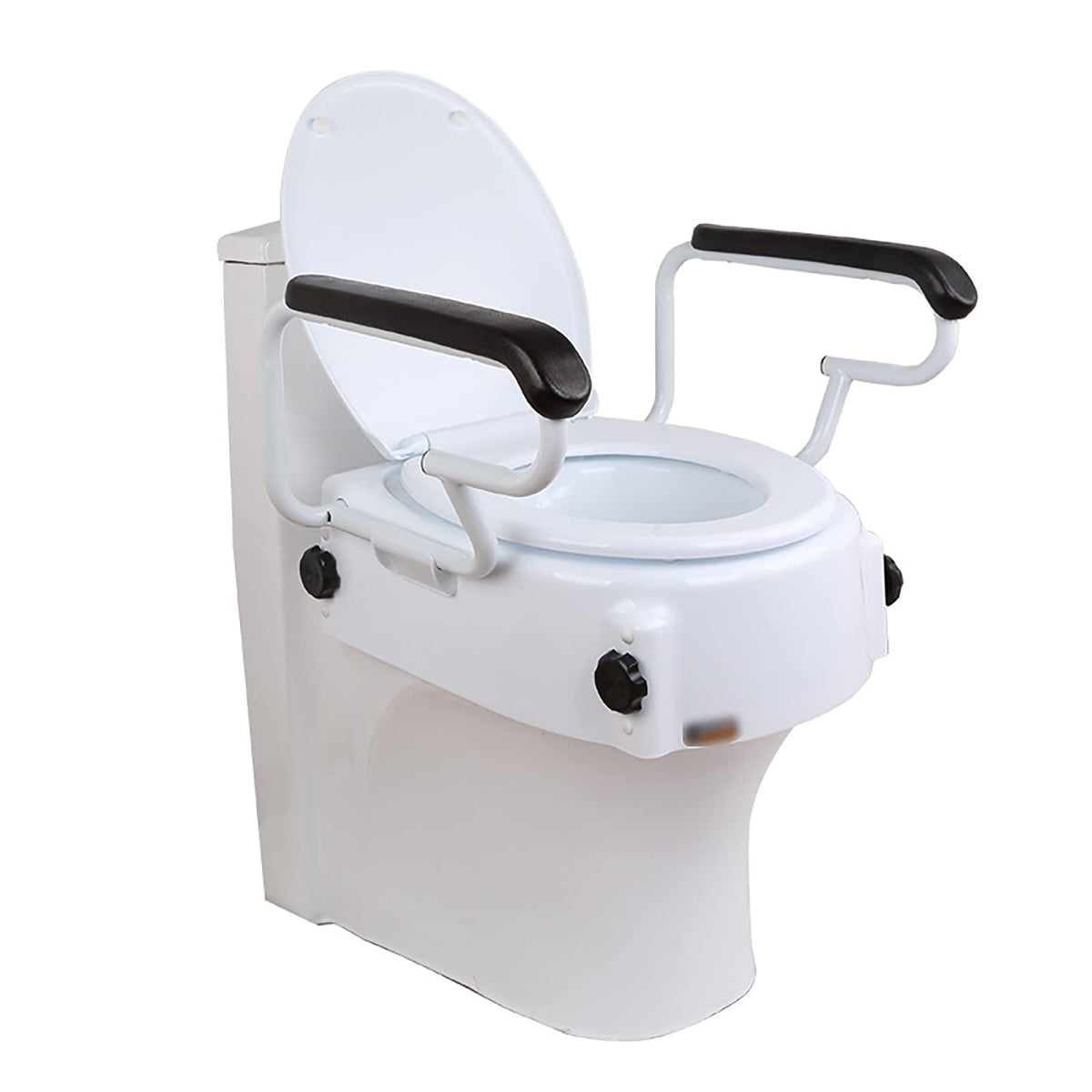 Adjustable Toilet Seat Booster, with Lift Handle, 3 Levels of Height Adjustable, with Padded Armrests, Suitable for The Disabled, Elderly Rehabilitation Care.