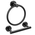 FORIOUS Toilet Paper Holder Wall Mount, SUS304 Stainless Steel Double Post Pivoting Tissue Roll Holder and Hand Towel Ring Set for Bathroom, RV, Bathroom Hardware Accessories Set, Matte Black